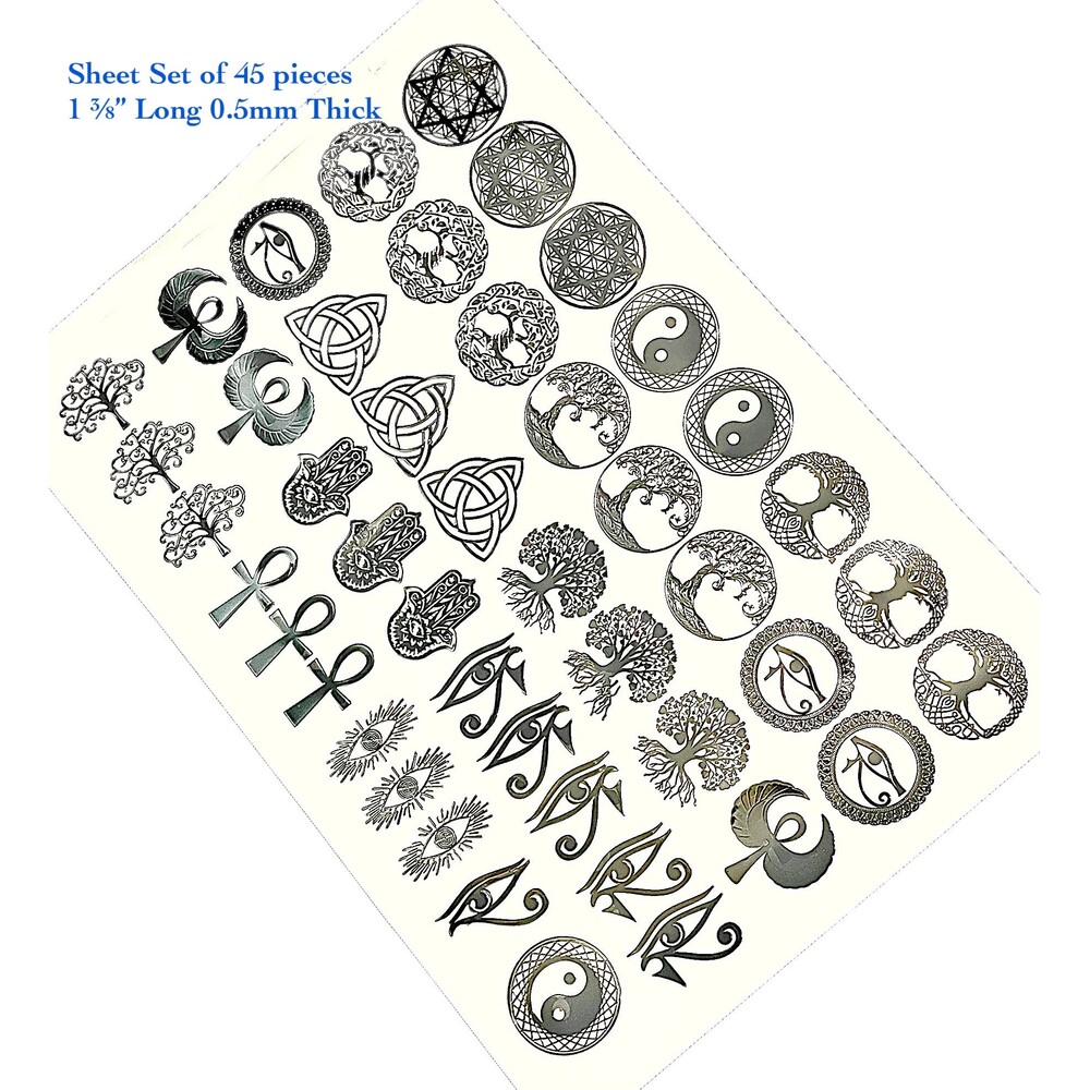 Sacred Symbols Geometric Copper Sticker Thin Metal Decal Flower Life Tree Chakra